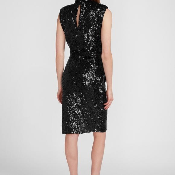 Express Sequin Asymmetrical Mock Neck Dress - Picture 2 of 3